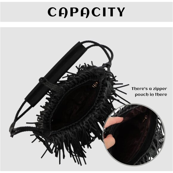 Chic Vegan Suede Fringe Crossbody Bag - Ideal Everyday Hobo Purse for Women - Picture 6 of 9